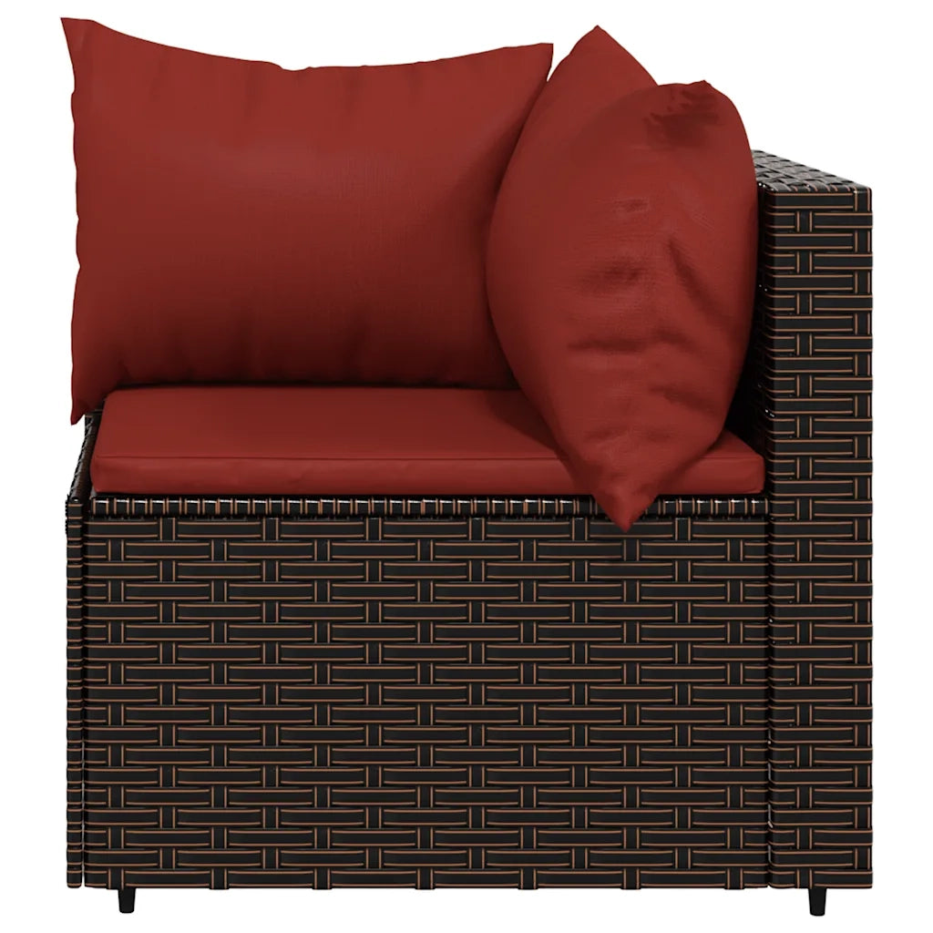 Set Mobili da Giardino 3 pz con Cuscini in Polyrattan Marrone 319811