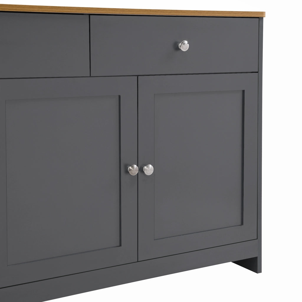 Sideboard in legno venato grigio e nero - Zephmum- 4 ante 3 cassetti