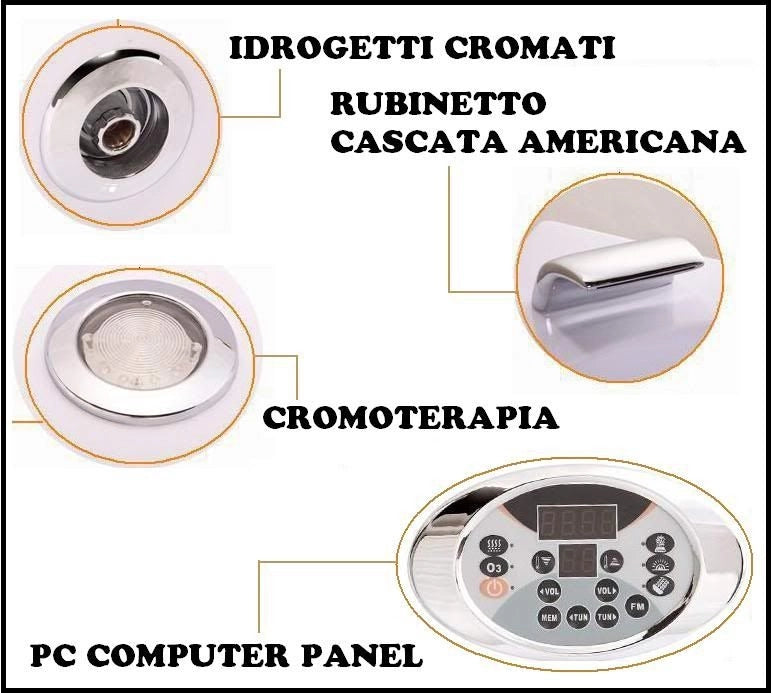 Vasca idromassaggio, cromoterapia, computer e rubinetteria 150X150 ful optional Sicorage Onpol