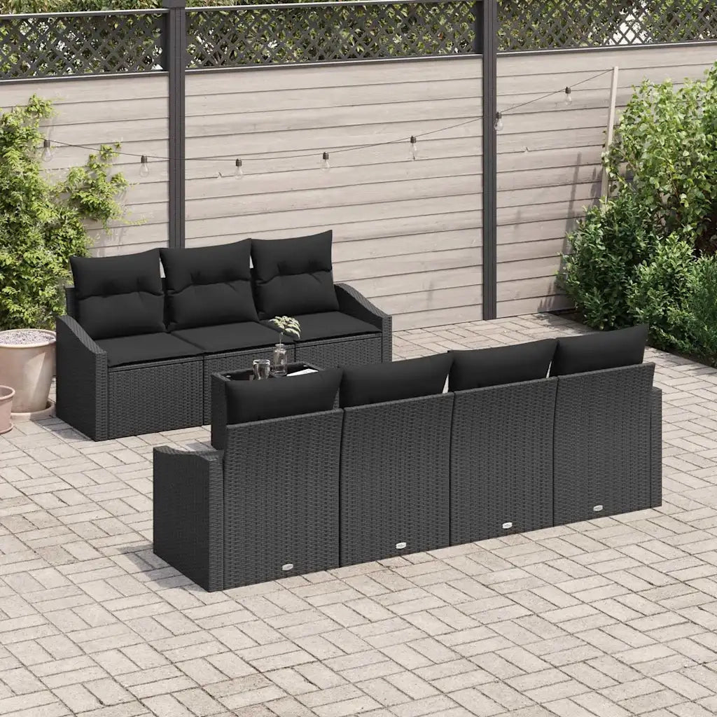 Set di divani con cuscino 8 pcs Nero polyrattan 3355302