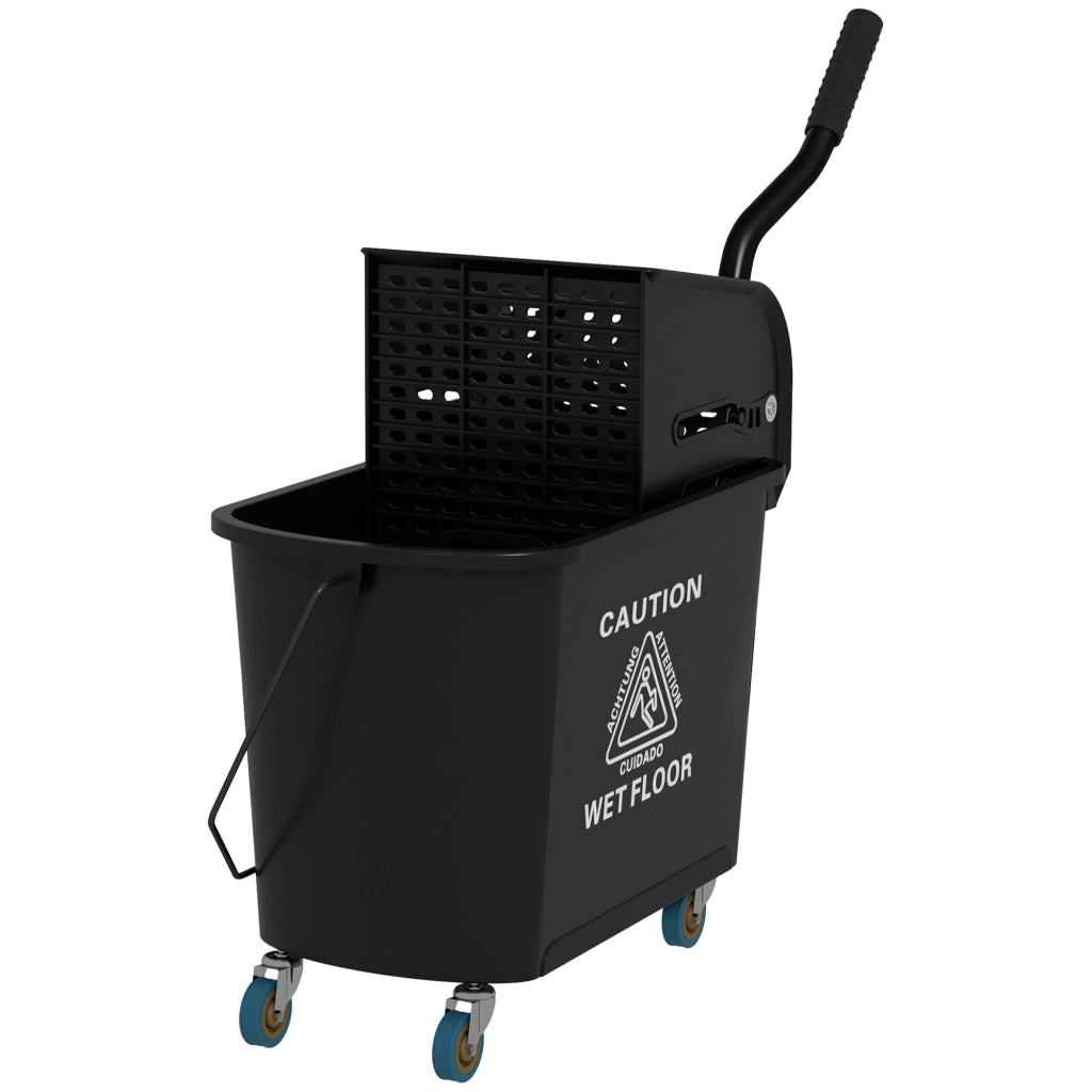 Secchio Lavapavimenti 20L con Ruote e Sgocciolatoio ¨C Zephmum ¨C Nero 60x27x70,5 cm