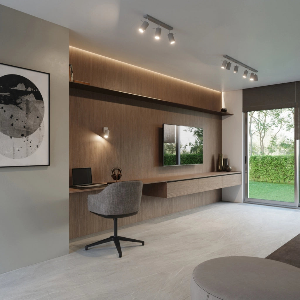 Lampada da soffitto a LED regolabile a 6 luci Ring in acciaio grigio, design moderno