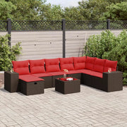 Set Divani da Giardino 9pz con Cuscini Marrone in Polyrattan 3325750
