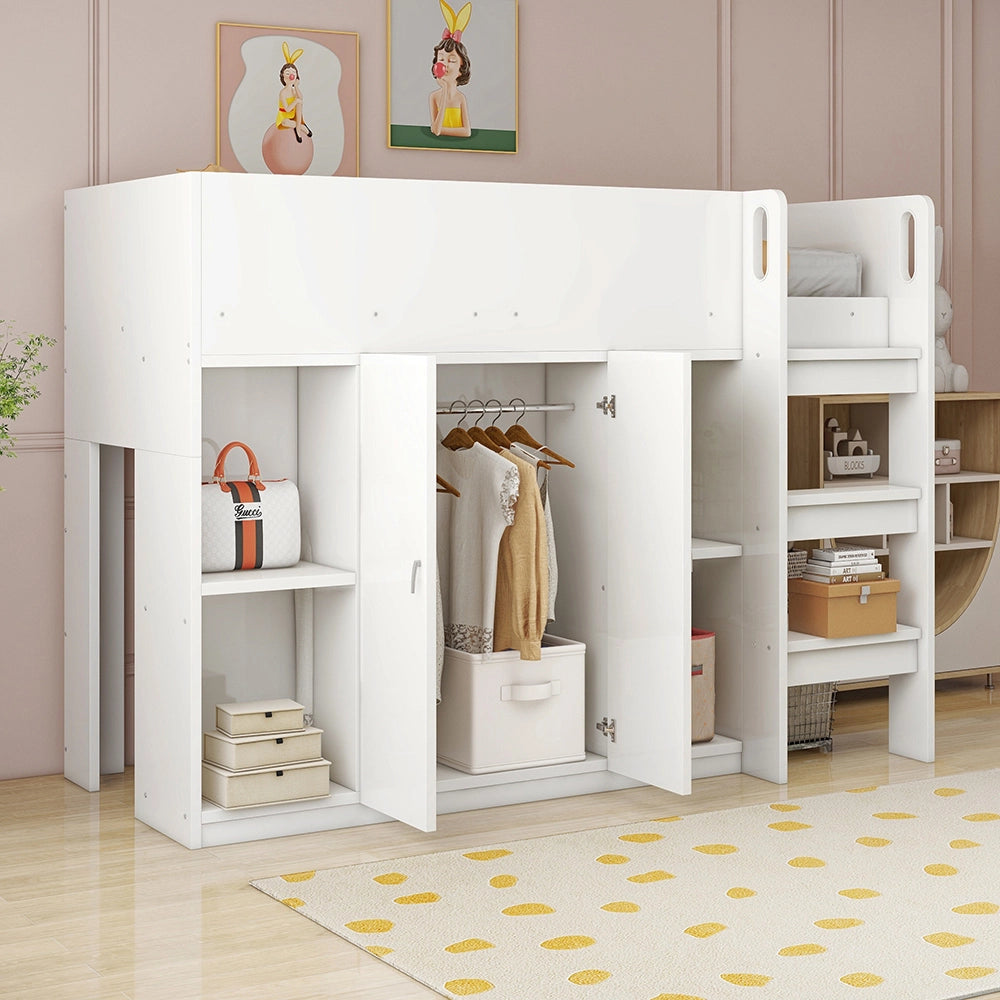 Letto a castello - Xylo - 90x200 cm armadio bianco