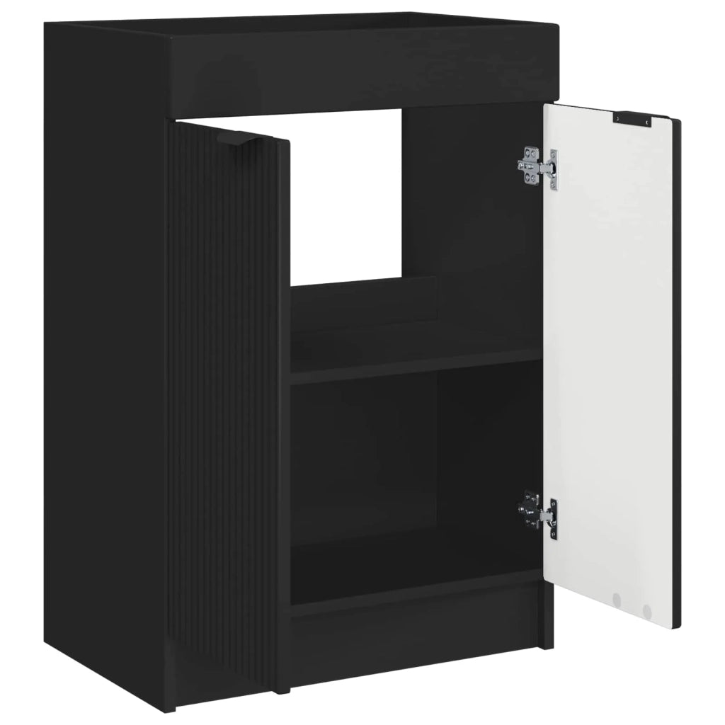 Mobiletto da bagno sotto il lavello Nero 56 x 37,5 x 81 cm 890095