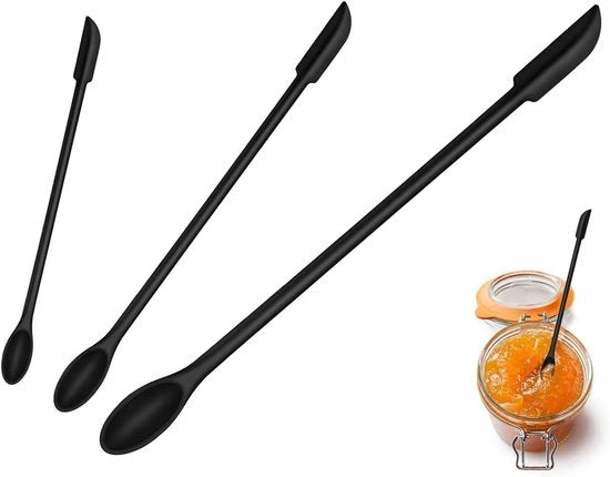 Set di spatole in silicone riciclabili per trucco e cucina, nero