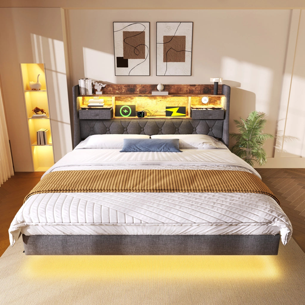 letto imbottito lino grigio 180x200 cm