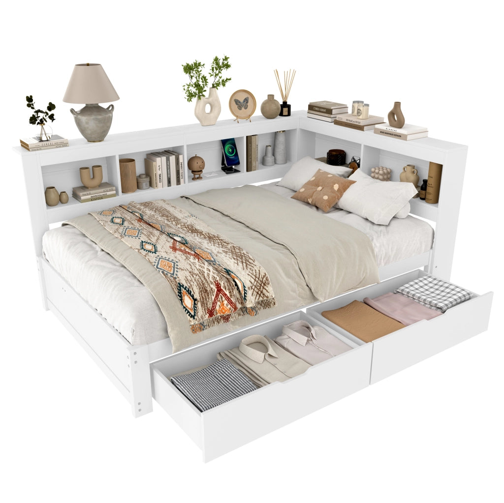 Letto daybed 140x200 cm con cassetti, prese e USB