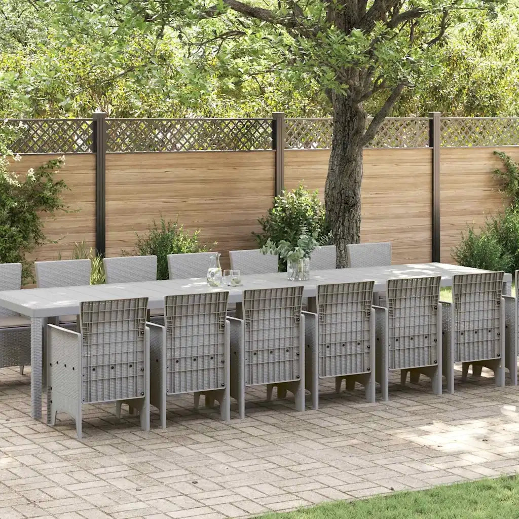 Set da pranzo da giardino con cuscini 15 pcs Grigio chiaro PP