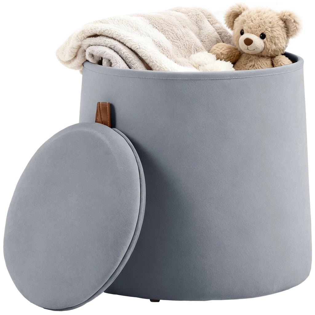 Pouf ¨C Minimal ¨C Grigio, Velluto, ?44x47.5cm