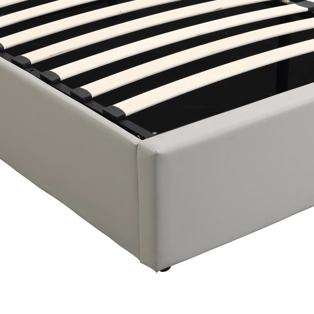 LETTO Imbottito 180x200 cm PU Grigio con LED USB e contenitore
