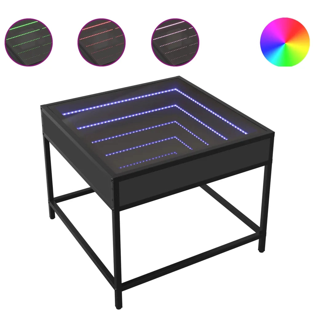 Tavolino da Salotto con LED Infinity Nero 50x50x41 cm 847677
