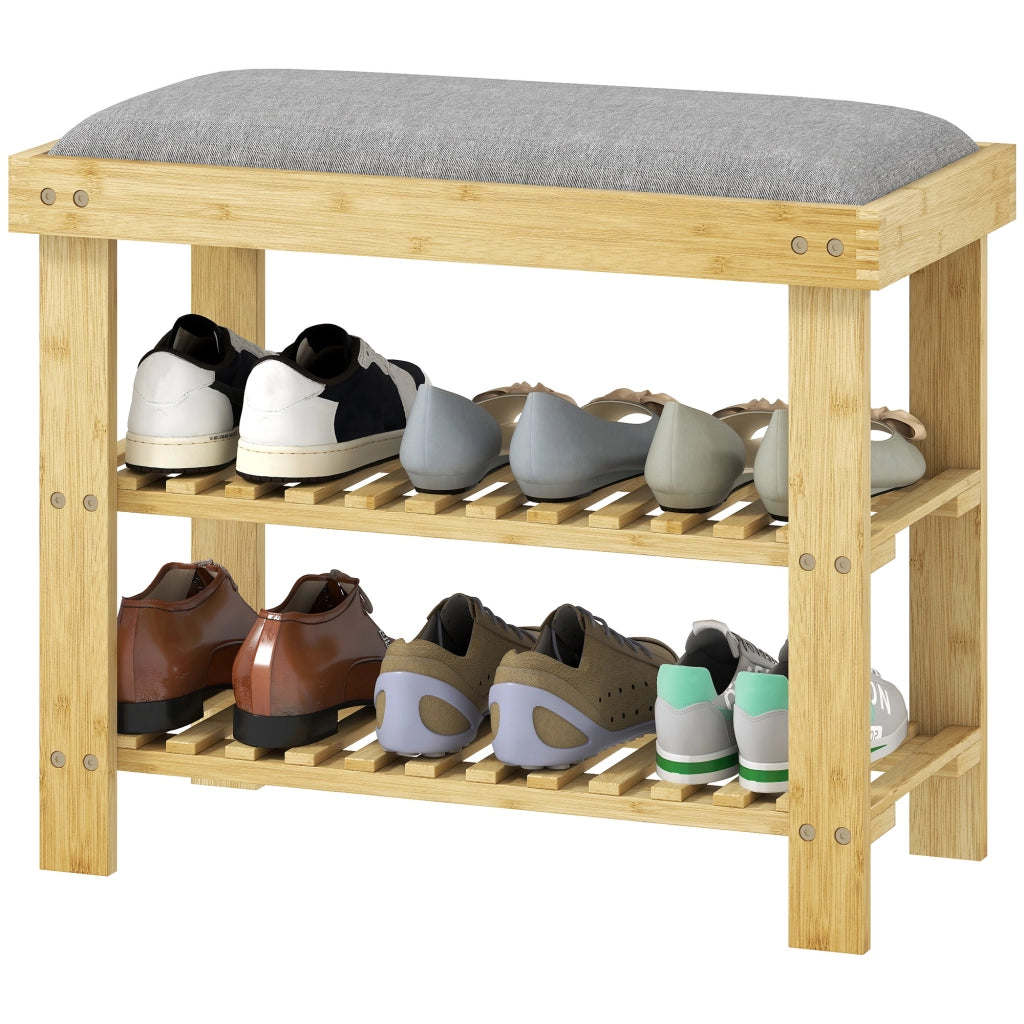 Scarpiera in Bamb¨´ con Cuscino ¨C Minimal ¨C Grigio 60x29x49 cm