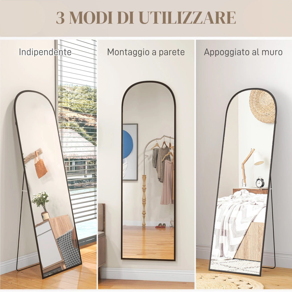 Specchio da Terra e Parete Moderno in Lega di Alluminio ¨C Zephmum ¨C Nero 50x161.5cm