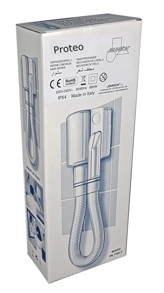 Asciugacapelli da Muro Potente 800W Professionale Versatile Hotel Albergo Filo
