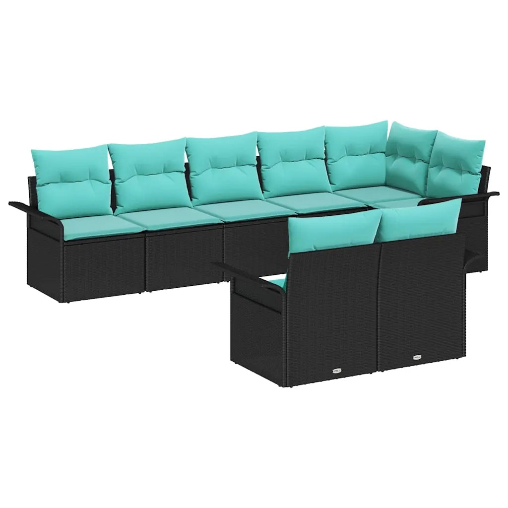 Set Divano da Giardino con archiviazione 8 pcs Nero polyrattan 3354085