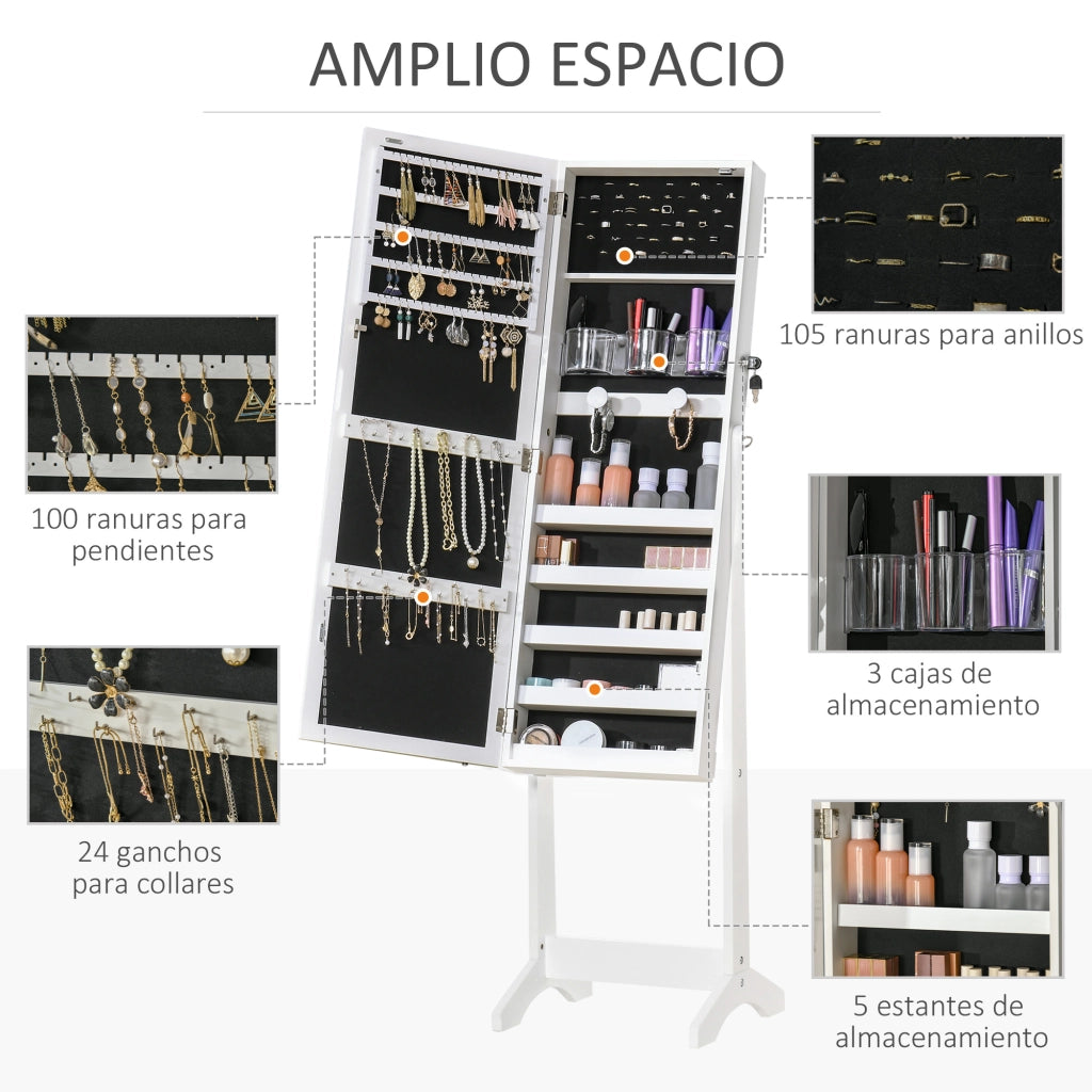 Armadio per Gioielli con Luci LED ¨C Minimal ¨C Bianco 46x36,5x151,5 cm
