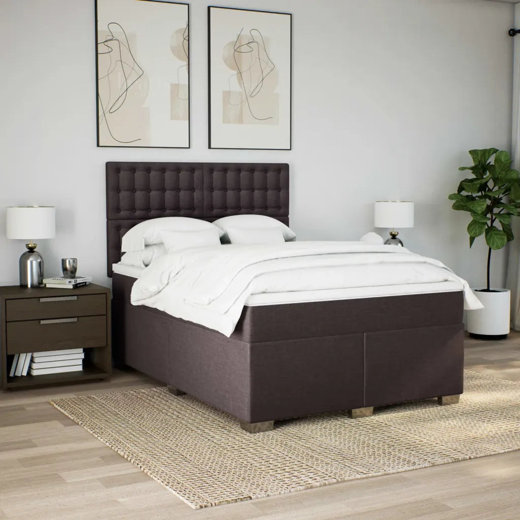 Giroletto a Molle con Materasso Marrone Scuro 160x200cm Tessuto 3290556