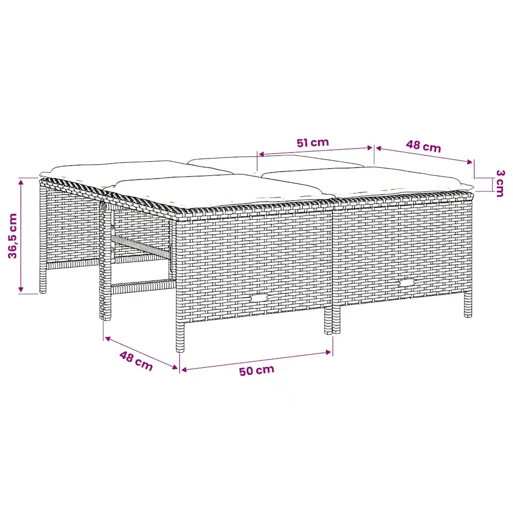 Sgabelli da Giardino con Cuscini 4 pz Grigio Chiaro Polyrattan 368367