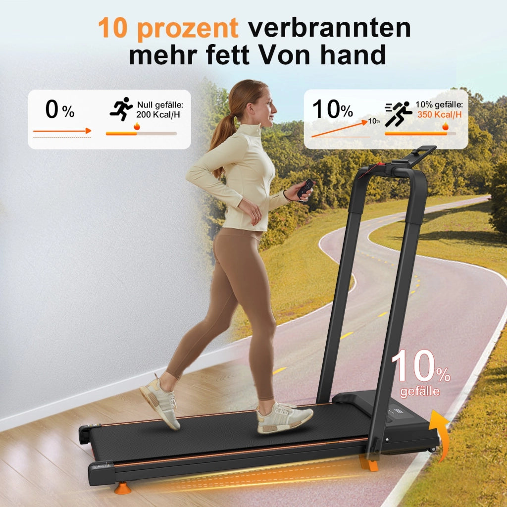 Tapis roulant domestico, con funzione di inclinazione, tapis roulant da tavolo compatto e portatile, portata massima 120 kg, nero