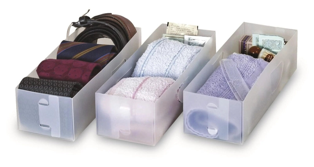 Domopak Living 911020 Set 3 Divisori per Cassetti Small 10,5x30x8 cm Polipropilene colore Bianco