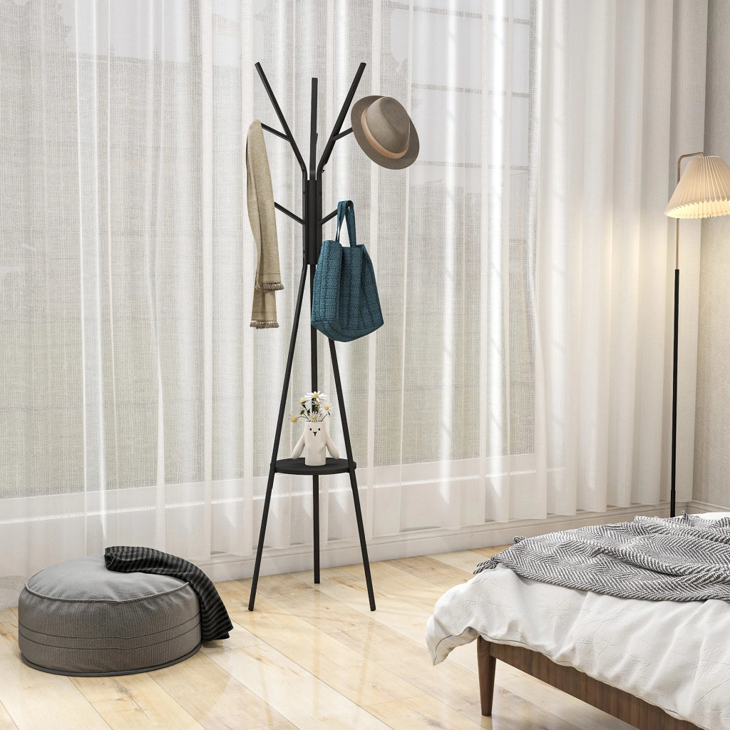 Appendiabiti da Terra Verticale per Ingresso ¨C Xylo ¨C Nero 45x45x180cm