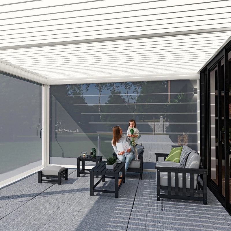 Pergola bioclimatica Ombréa VS addossata 4x6M - V2 - Bianco