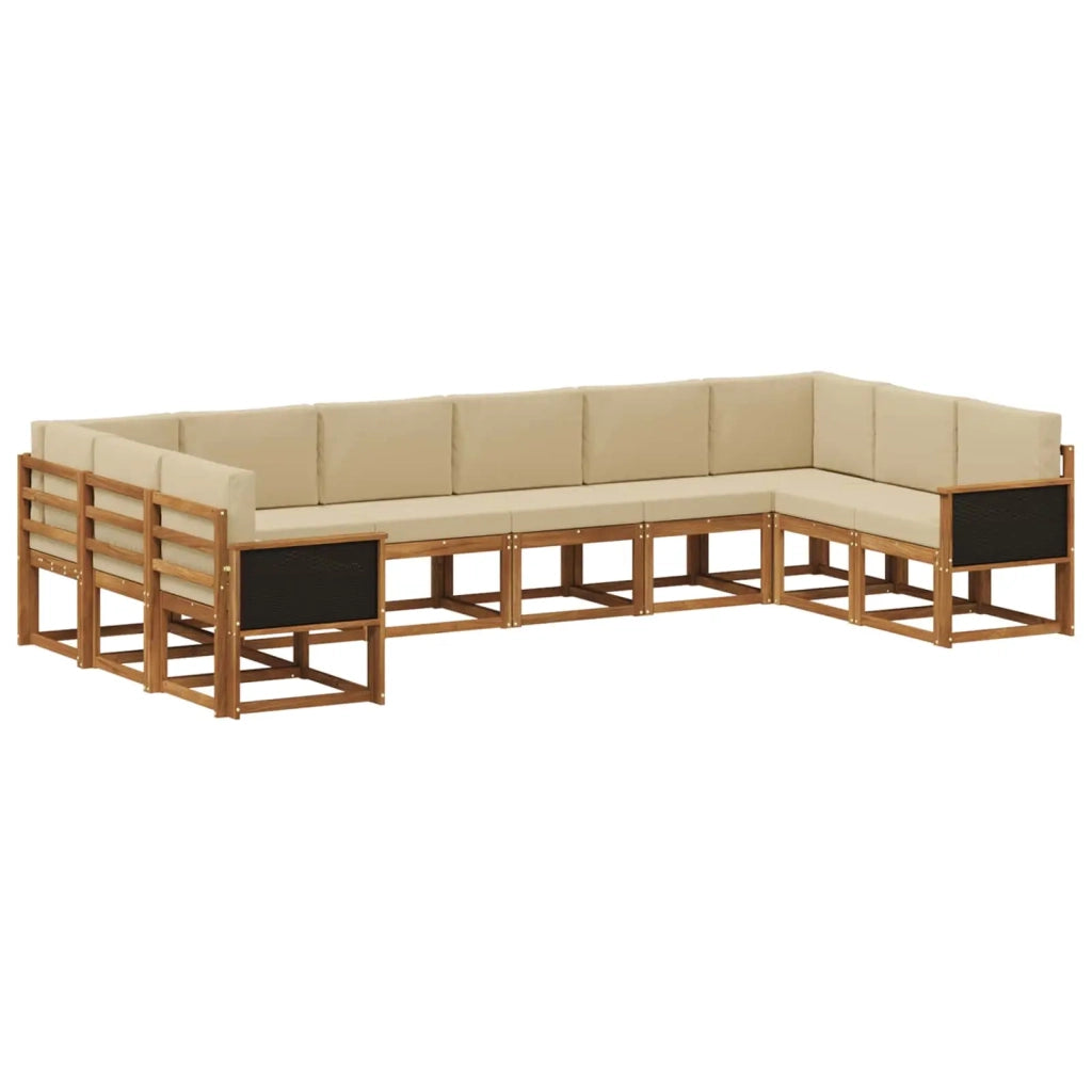 Set di divani da esterno 10 pz Naturale e Beige 3385564