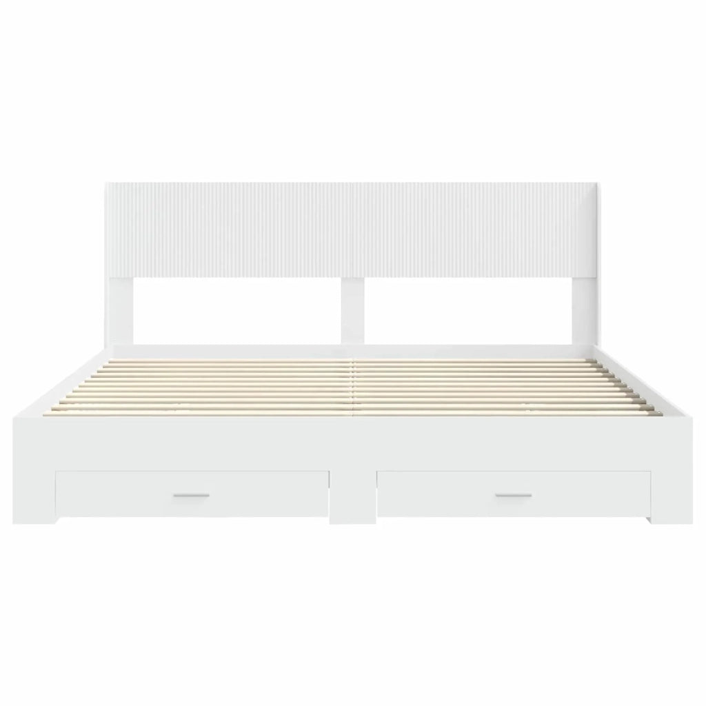 Letto da camera | Struttura del letto con stoccaggio e testata Bianco