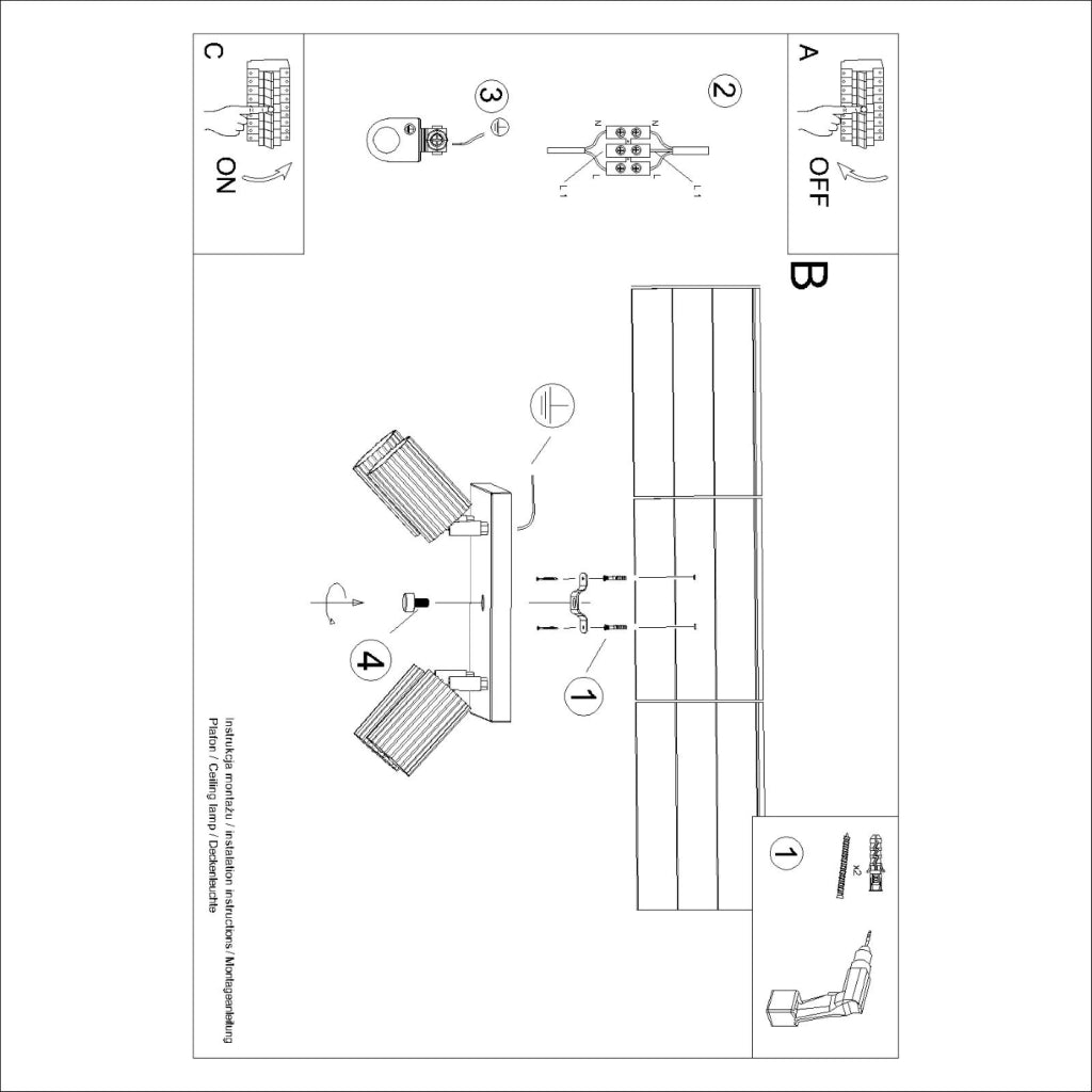 Lampada da soffitto KARBON 4 verde oliva