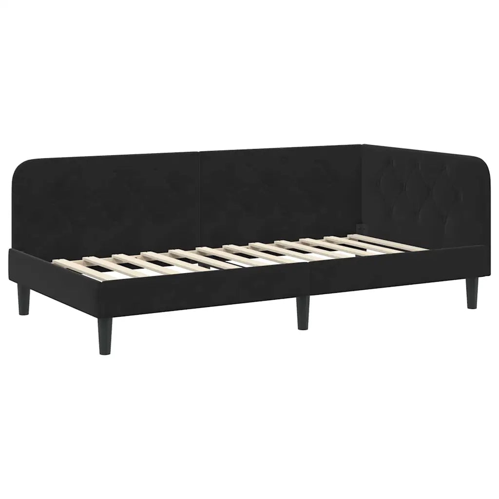 Cornice del letto ad angolo Nero 90 x 190 cm Velluto