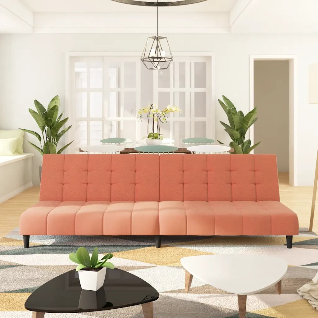 Divano Letto a 2 Posti-Sofa Letto 2 Posti-Daybed Rosa in Velluto 927613