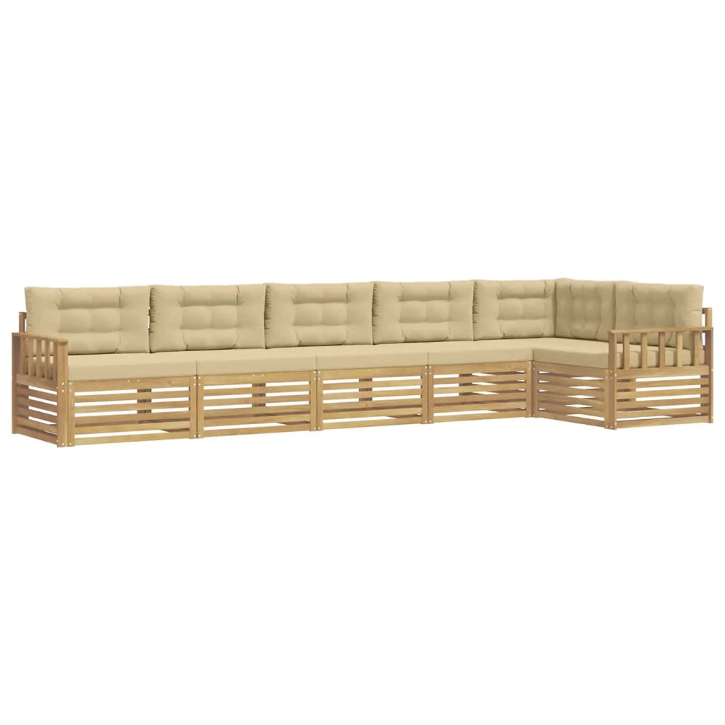 Set di divani da esterno 6 pz Bianco e Beige Poliestere 3390558