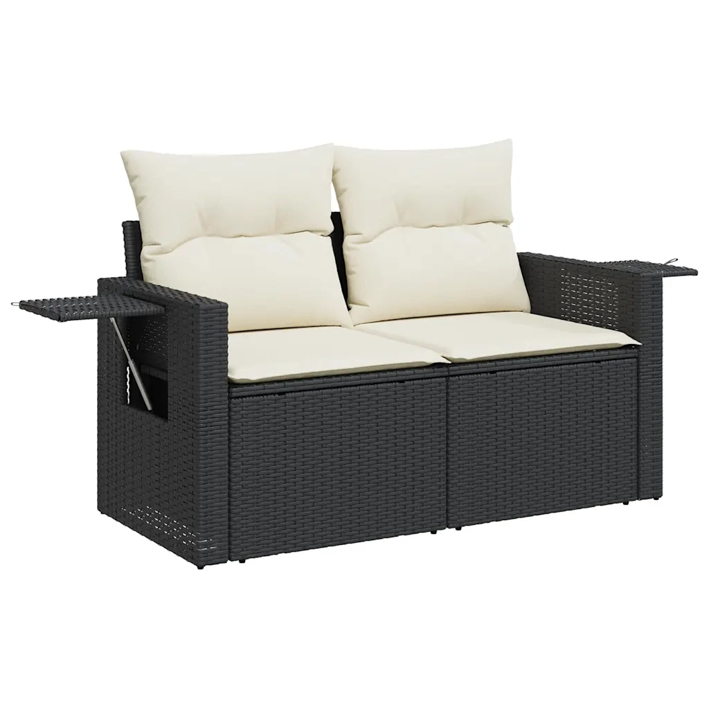 Set Divani da Giardino con Cuscini 8 pz Nero Polyrattan Acacia 3328029