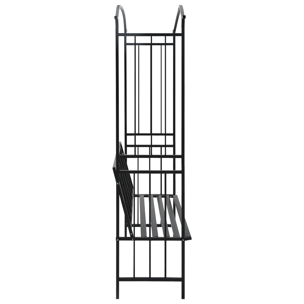 Arco da Giardino con Panca Nero 128x50x207 cm in Ferro 47093