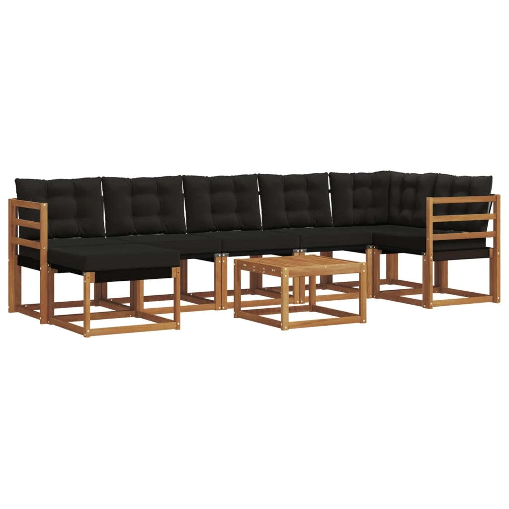 Set di divani da esterno con cuscino 8 pcs Naturale e Nero 3368895