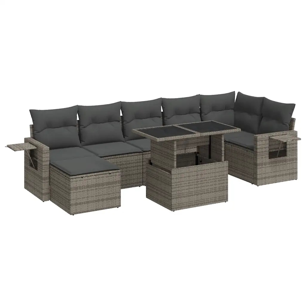 Set Divano da Giardino 8 pz con Cuscini Grigio in Polyrattan 3326521
