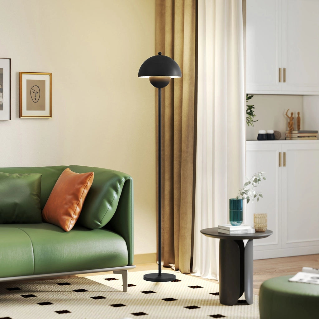 Lampada da Terra Moderna ¨C Xylo ¨C Paralume a Sfera E27 ?30x155cm Nero