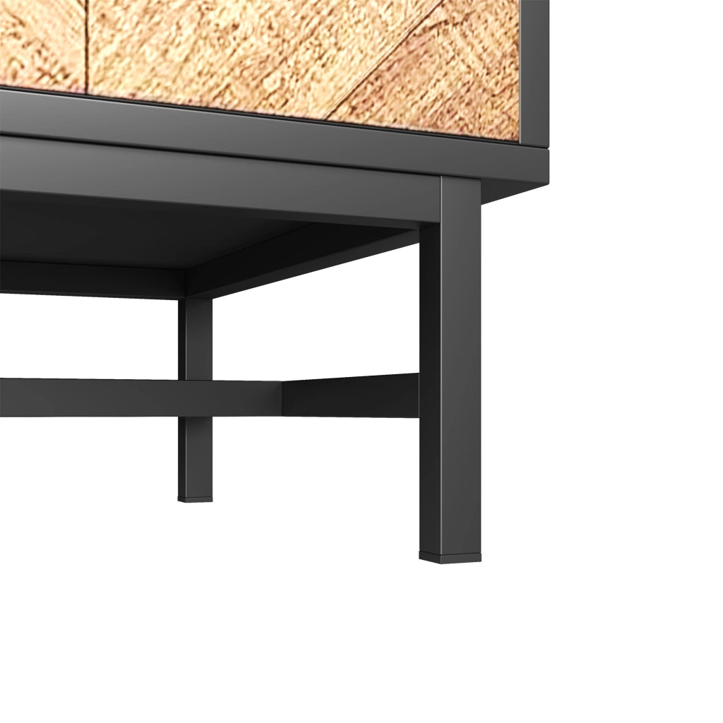 Mobile TV 150 cm - Zephmum- Nero e legno, design contrasto, stoccaggio versatile