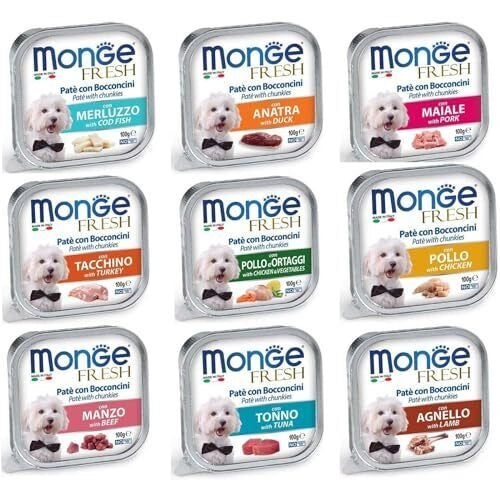 Fresh paté Monge cibo per cani in scatola - 32 vaschette da 100 grammi flavor: Maiale