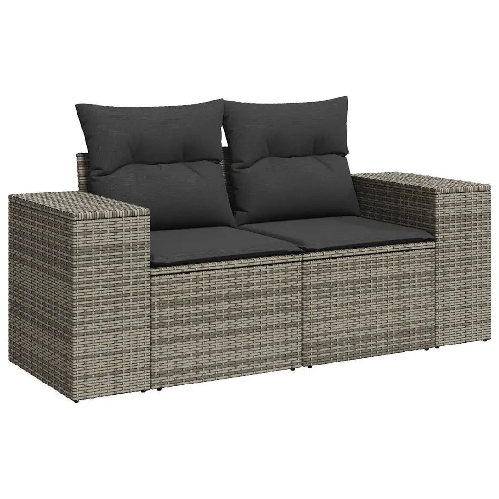 Set Divano da Giardino 8pz con Cuscini Grigio Polyrattan Acacia 3328089