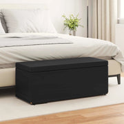 Pouf Nero Pelle Sintetica e Legno Ingegnerizzato 876801