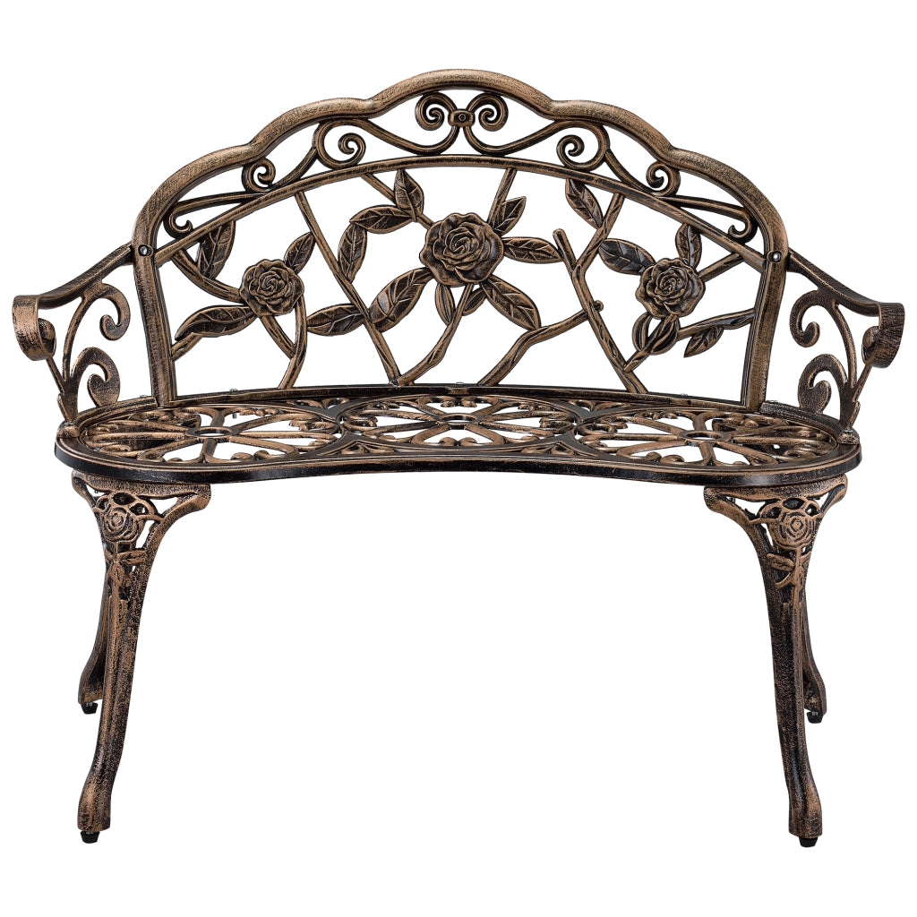 Panca da Giardino Monfalcone Panchina Decorativa con Motivi Floreali - Bronzo casa.pro