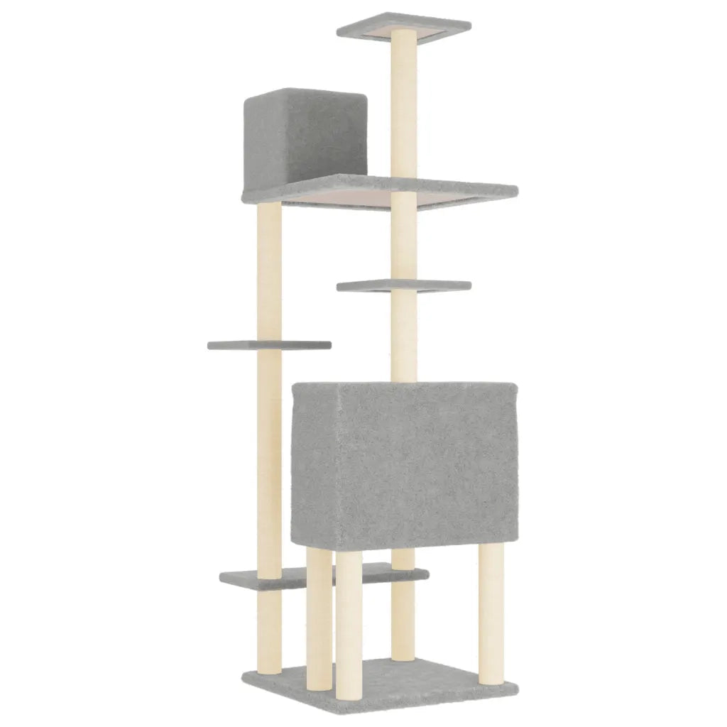 Albero per Gatti con Tiragraffi in Sisal Grigio Chiaro 154 cm CFW7721963
