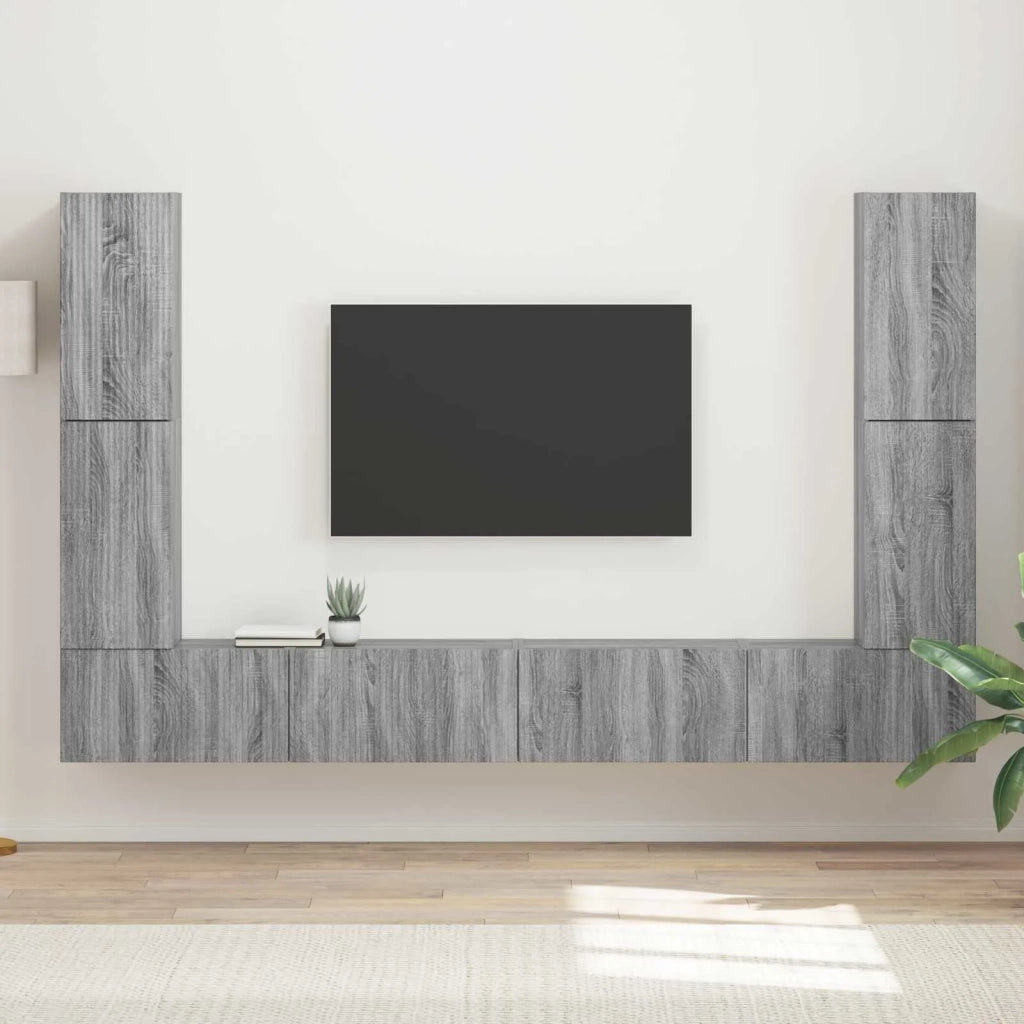 Set mobile TV 8 pcs Grigio Sonoma Legno multistrato 3409138