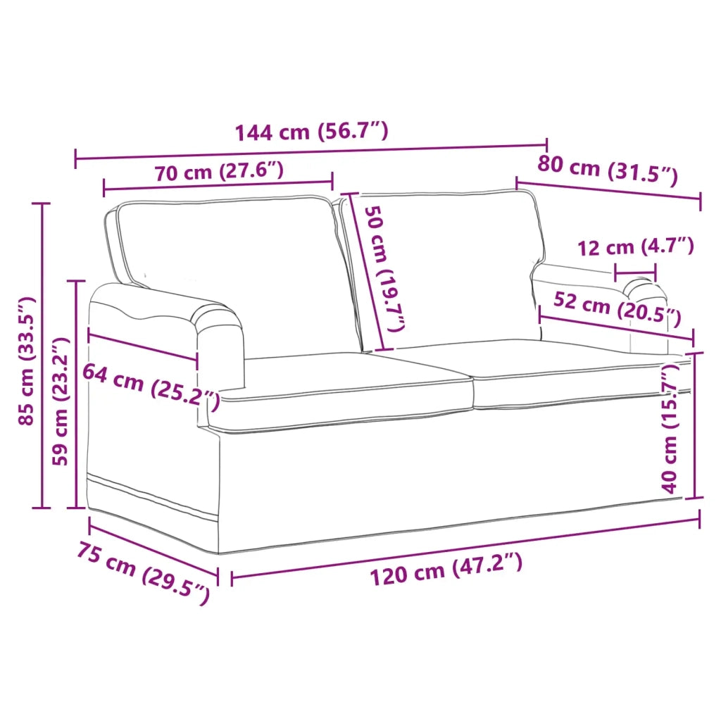 Set di divani 2 pcs Crema 144 x 80 x 85 cm Tessuto 3407521
