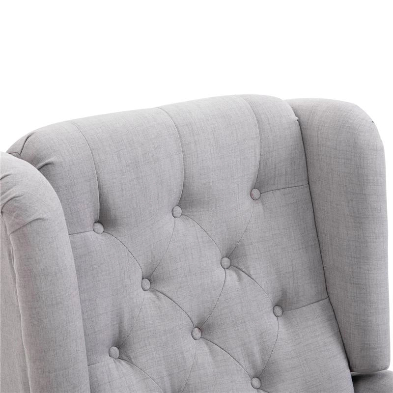 POLTRONA CHESTERFIELD IN TESSUTO SFODERABILE CON AMPIA SEDUTA GRIGIO