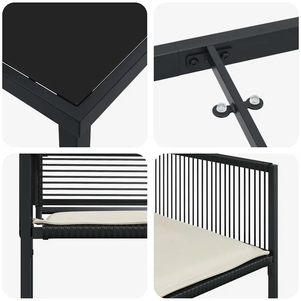 Set da Pranzo per Giardino 5 pcs Nero 3379324