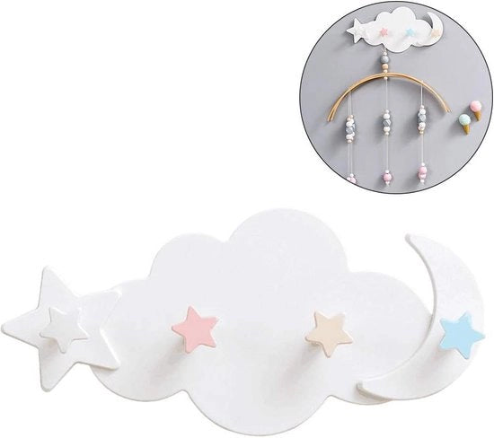 Haken per la decorazione della camera dei bambini - Haken per abbellire il muro con stelle e lune DIY per appendere abiti.