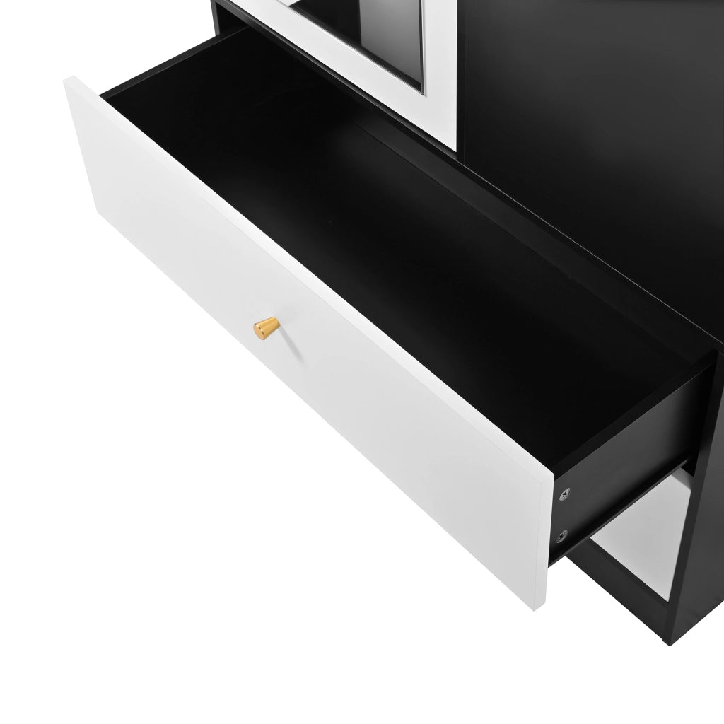 ARMADIO con specchio 80x40x180 cm Bianco+Nero